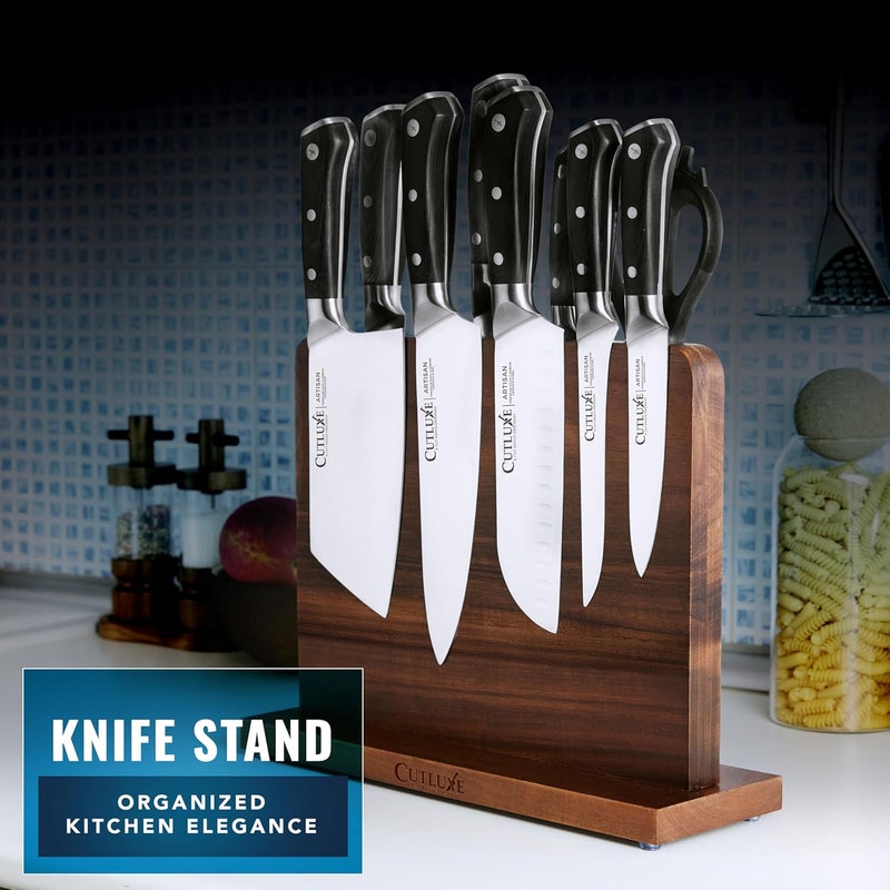 Cutluxe Magnetic Knife Holder – Magnetic Knife Block, Acacia Wood Knife Stand for Kitchen Counter, Slim & Double Sided, Powerful Magnet Strips, Organized Storage Rack & Modern Display Board - Image 2